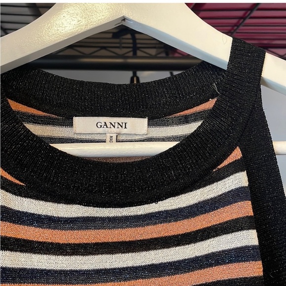 GANNI Suki Glitter Striped Maxi Dress XS - Picture 5 of 10